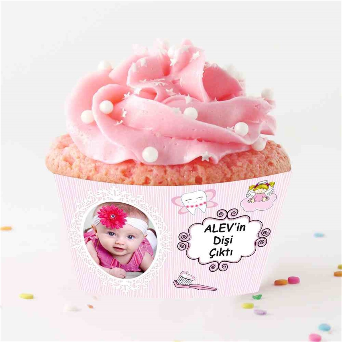 Diş Partisi Şık Kırmızı Melek Diş Parti Seti Cupcake Sargısı 