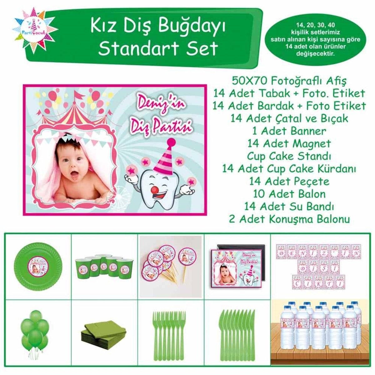 Diş Partisi Sirk ve Palyaço Diş Standart Set 