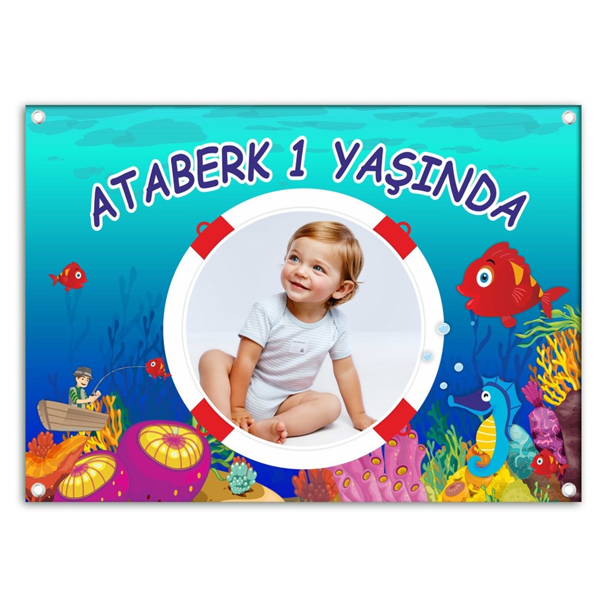 Doğum Günü Afişi Kişiye Özel Kırmızı Balık Konsept 