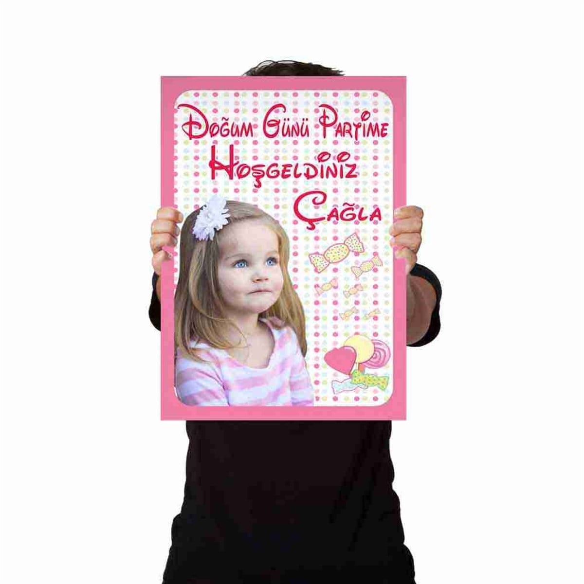 Doğum Günü Afişi Pembe Şeker Konsept 