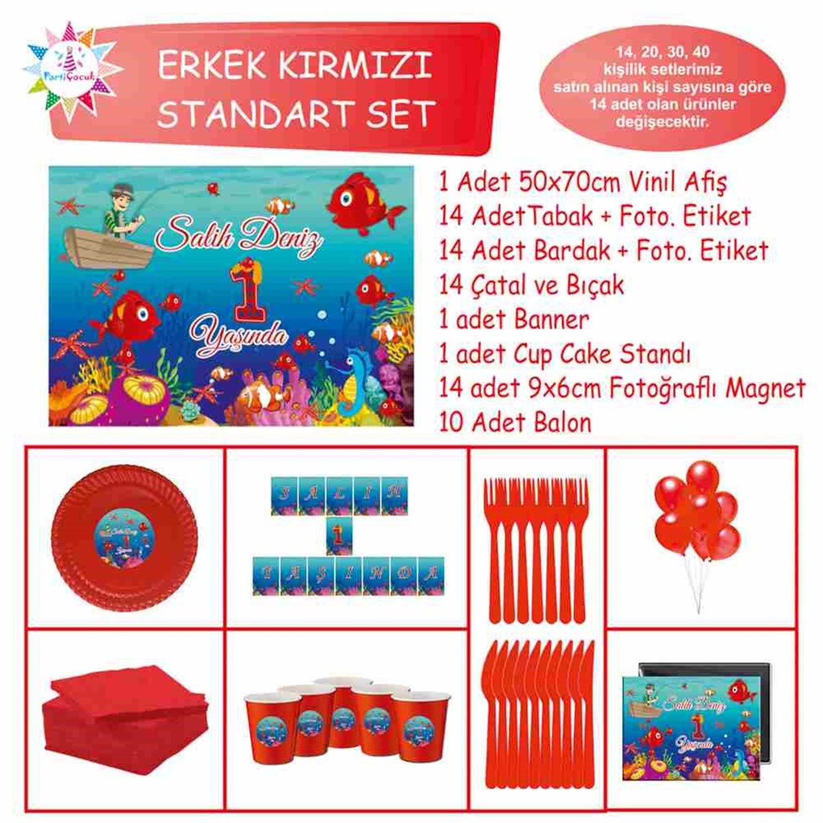 Doğum Günü Deniz Atı Balık Konsept Standart Set 