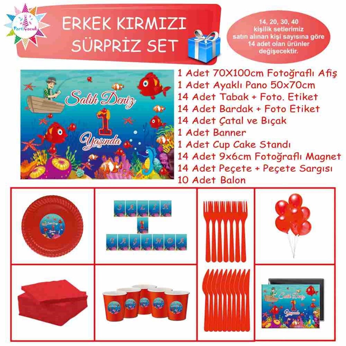 Doğum Günü Deniz Atı Balık Konsept Süpriz Set 
