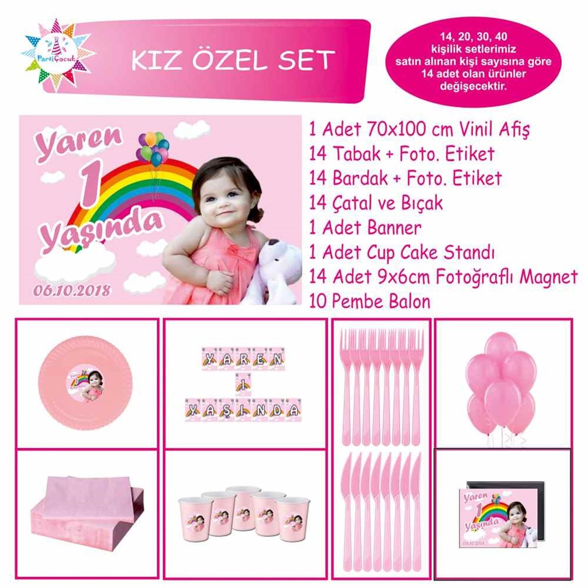 Doğum Günü Gökkuşağı Konsept Özel Set  
