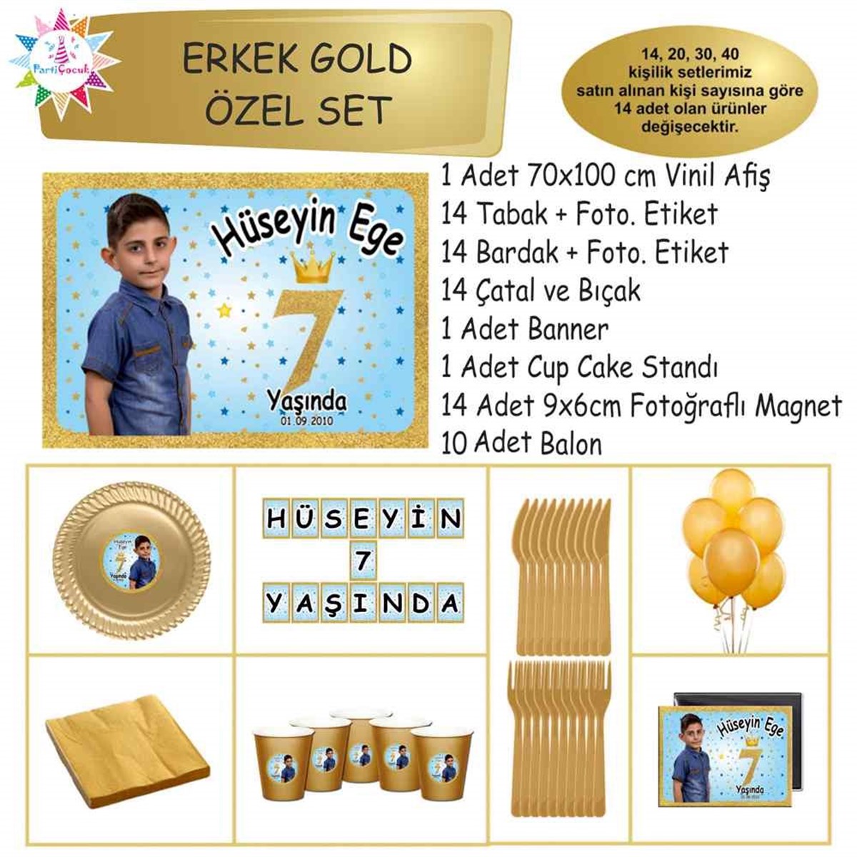 Doğum Günü Gold Çerçeveli Taçlı Özel Set 