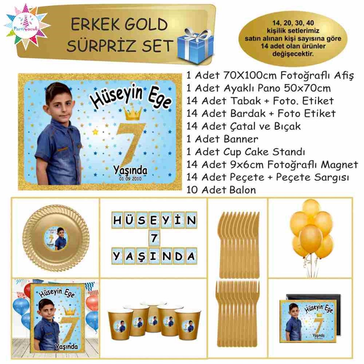 Doğum Günü Gold Çerçeveli Taçlı SÜpriz Set 