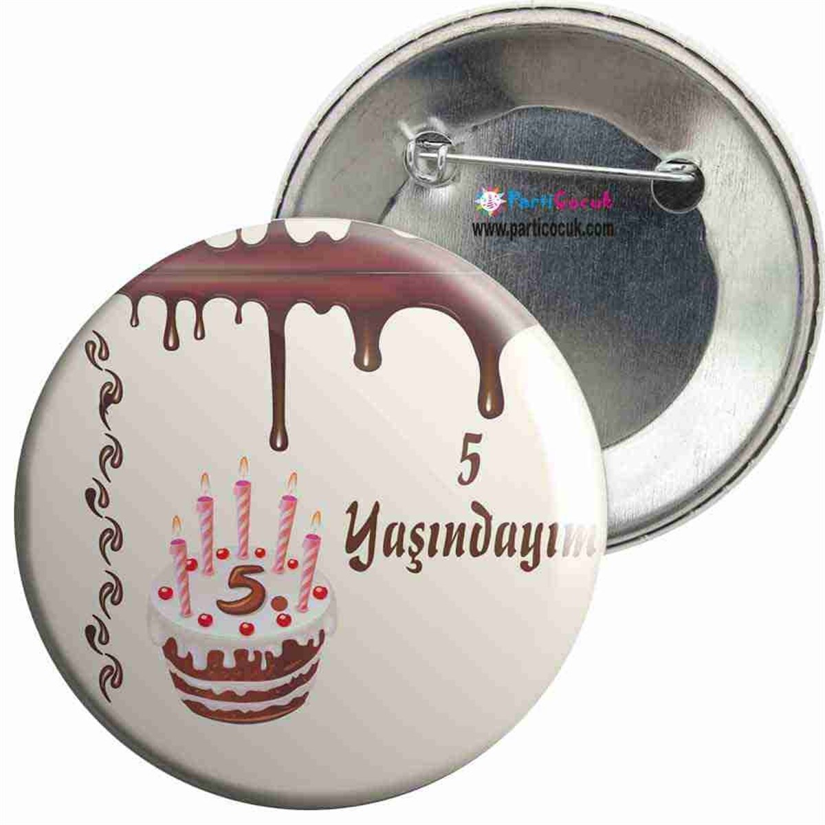 Doğum Günü İğneli Rozet Çikolatalı Pasta Konsepti 