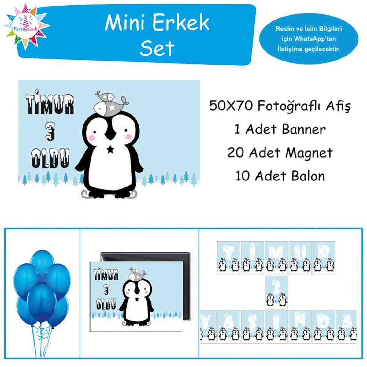 Doğum Günü  Kişiye Özel Balıklı Penguen Konsept Doğum Günü Paketi 