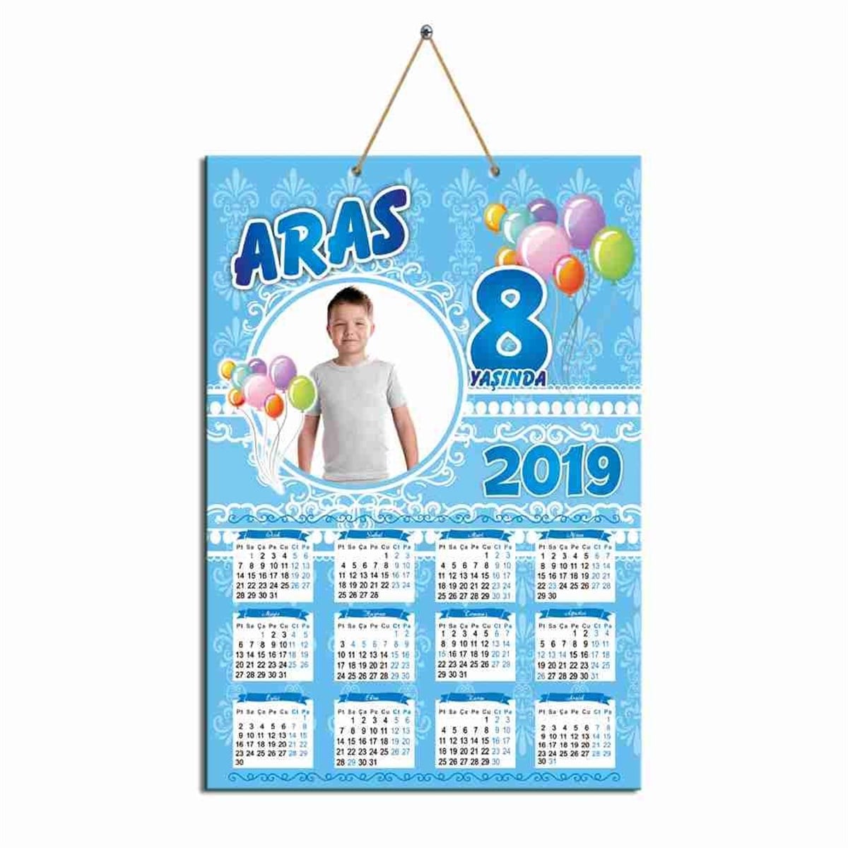 Doğum Günü Kişiye Özel Balonlu Karton Takvim  