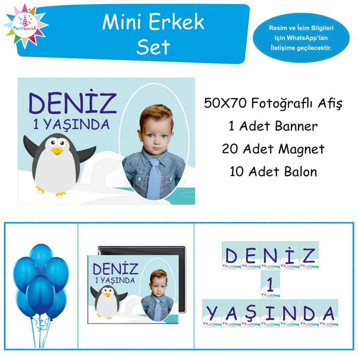 Doğum Günü  Kişiye Özel Mavili Penguen Konsepti Doğum Günü Paketi 