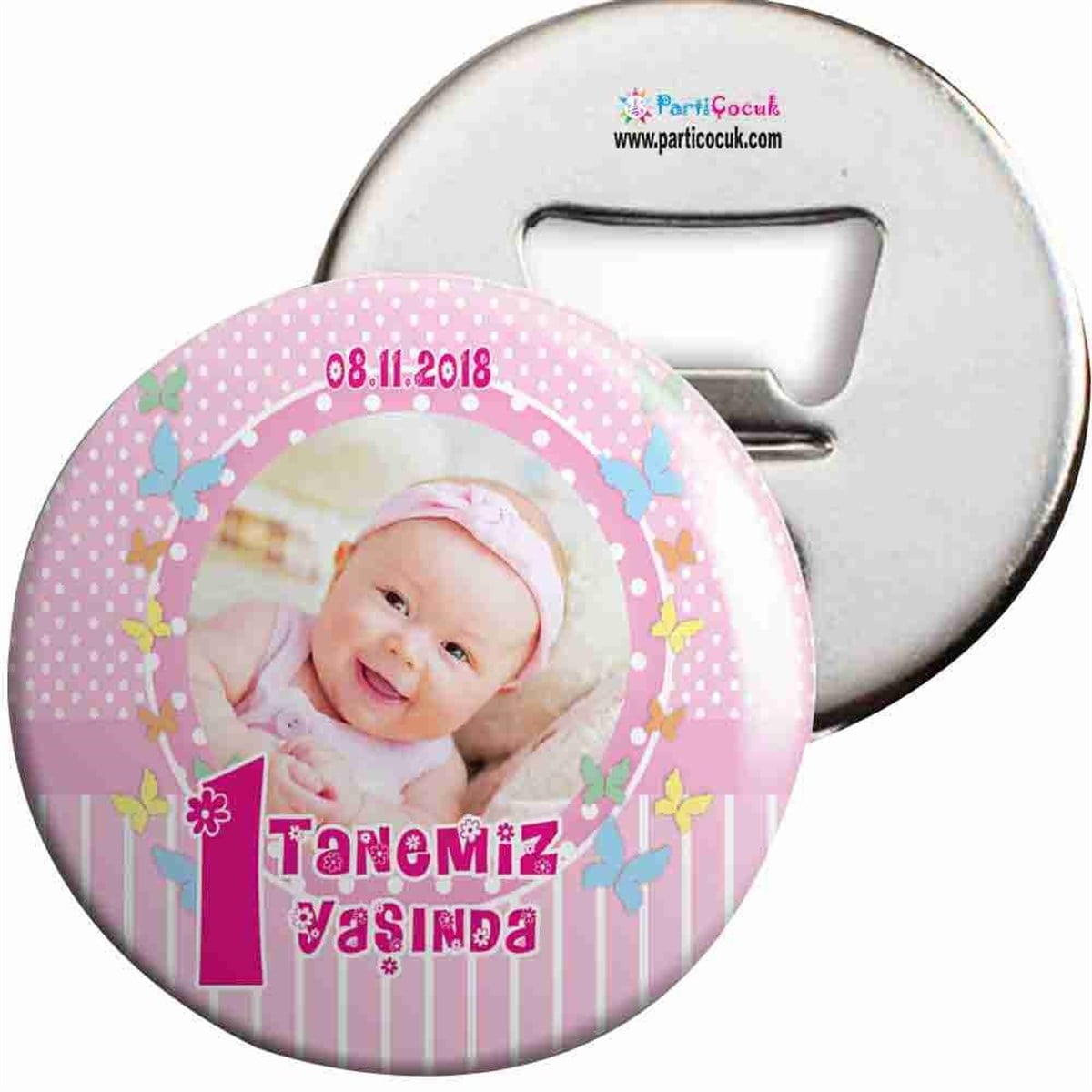 Doğum Günü Pembe Puantiyeli Açacaklı Magnet 