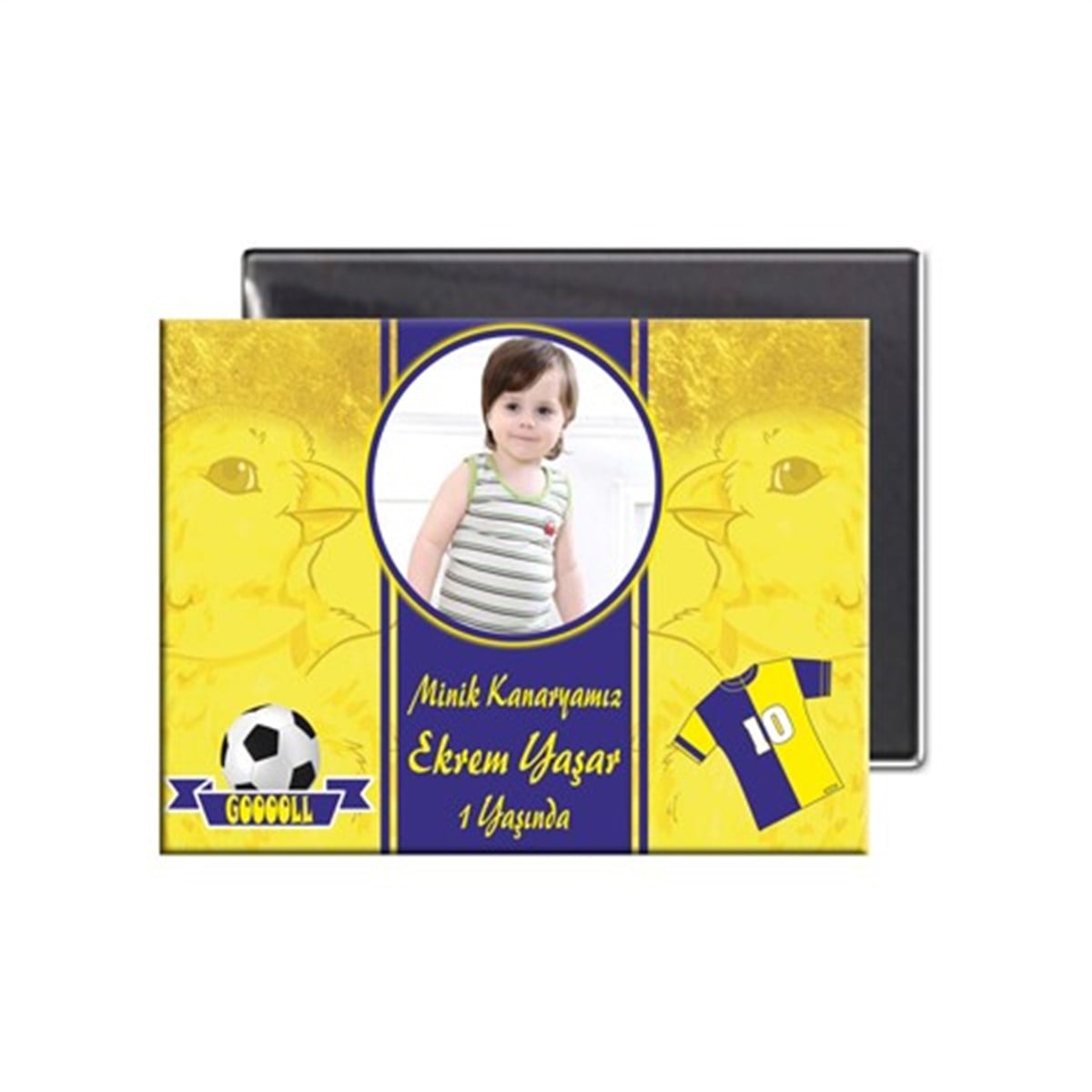 Doğum Günü Sarı Lacivert Buzdolabı Magnet  