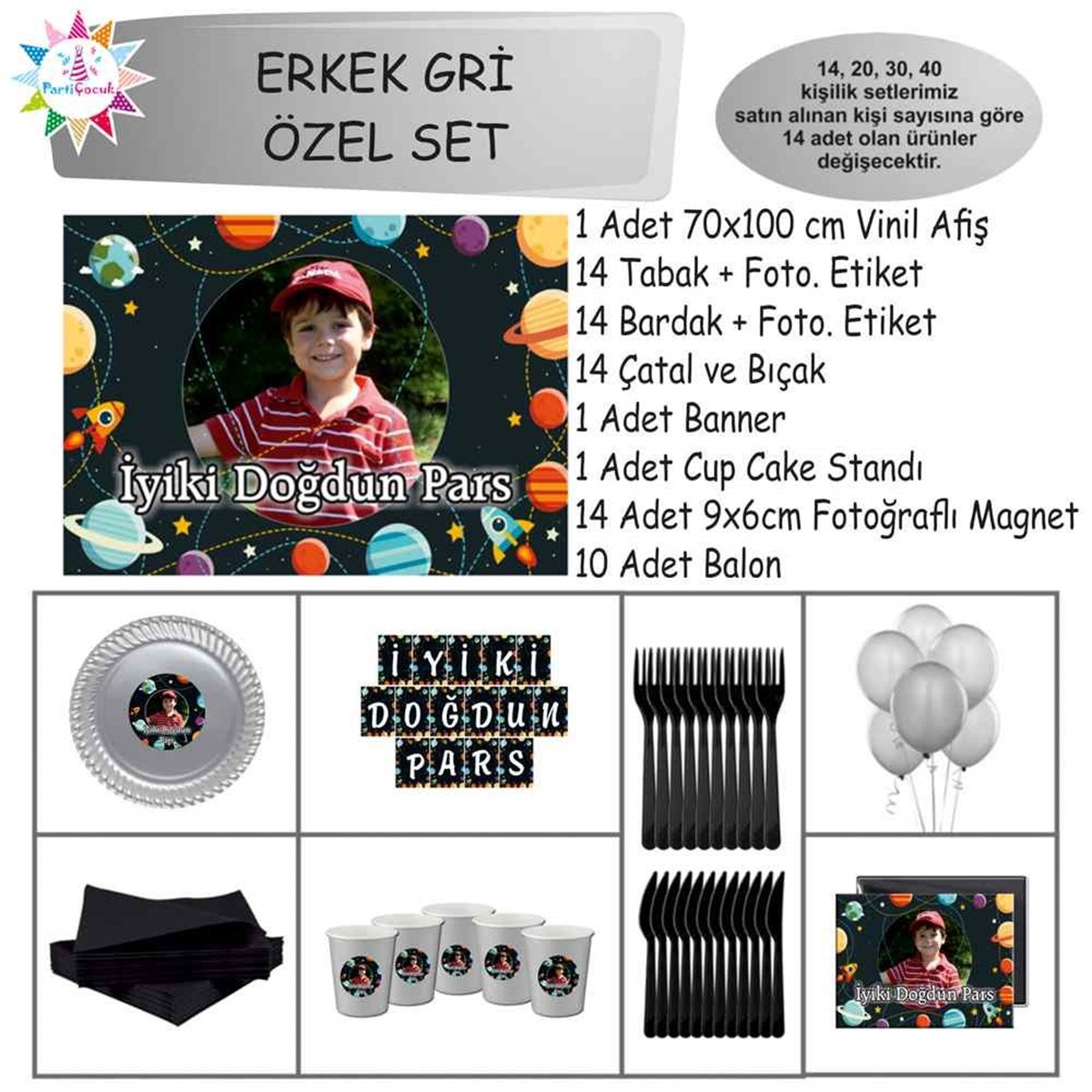 Doğum Günü Uzay ve Gezegenler Konsept Özel Set 