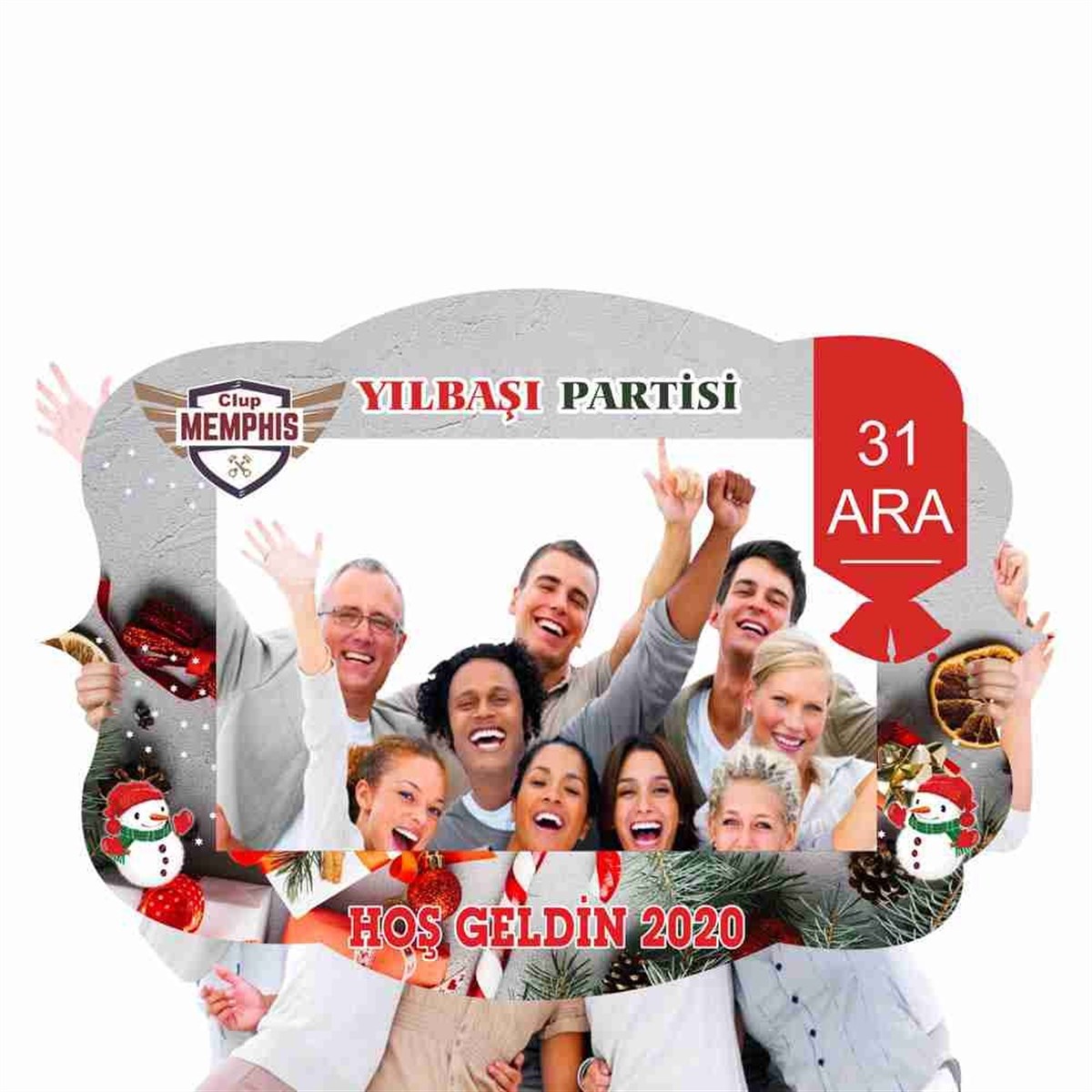 Esprili Yılbaşı Fotoğraf Çekilme Çerçevesi 