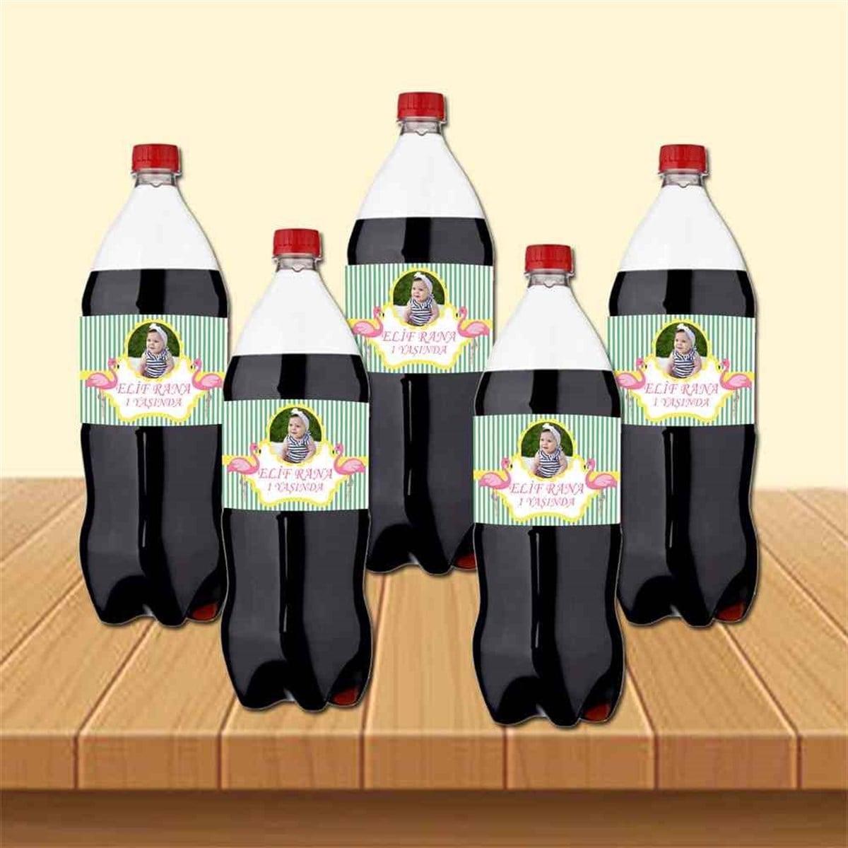 Filamingolu Puantiyeli Cola Şisesi Bandı  