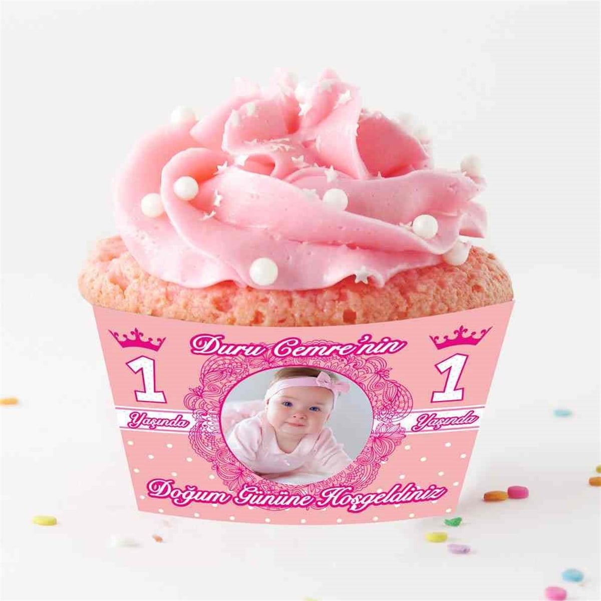 Fuşya Taç Cupcake Sargısı  