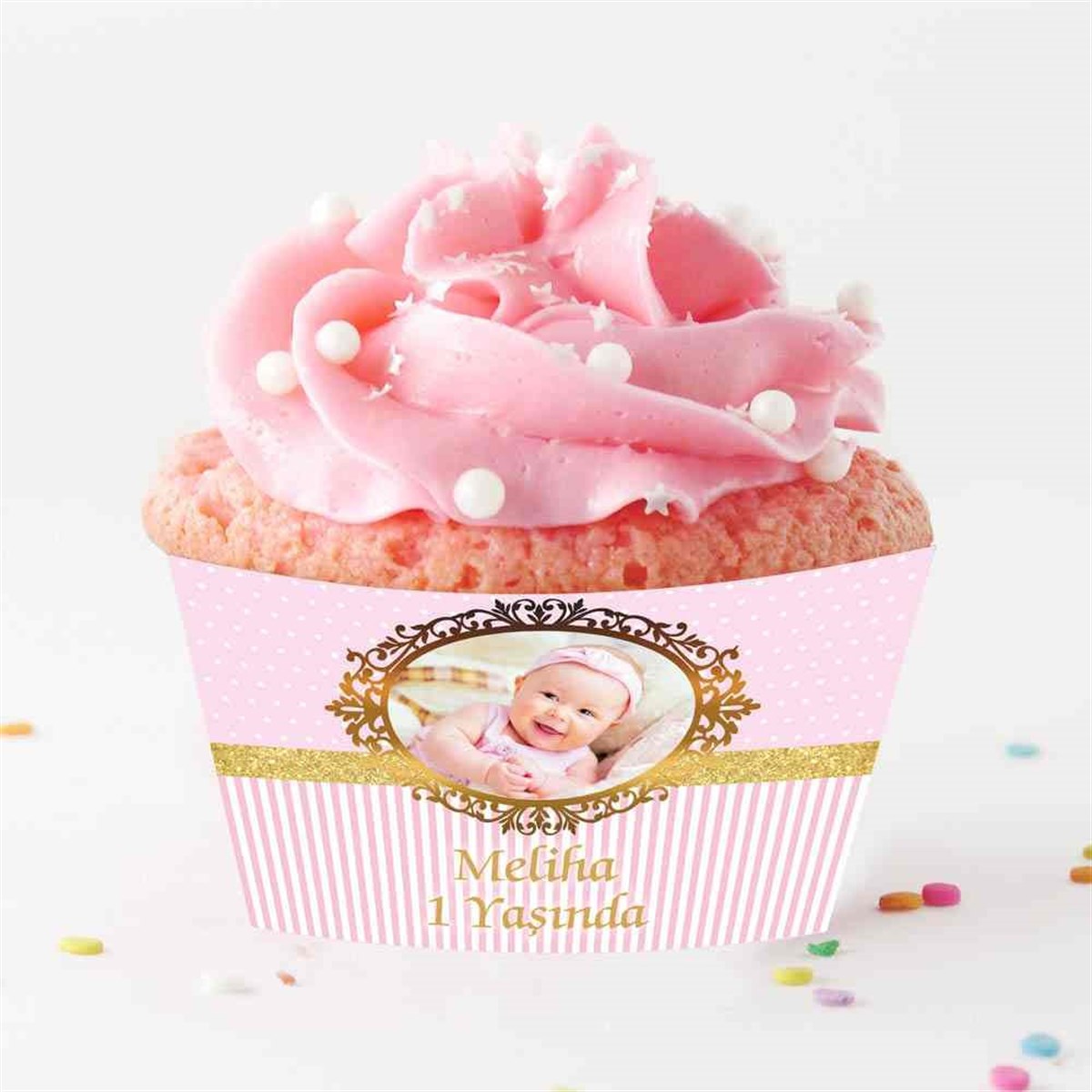 Gold Dikey Cupcake Sargısı  