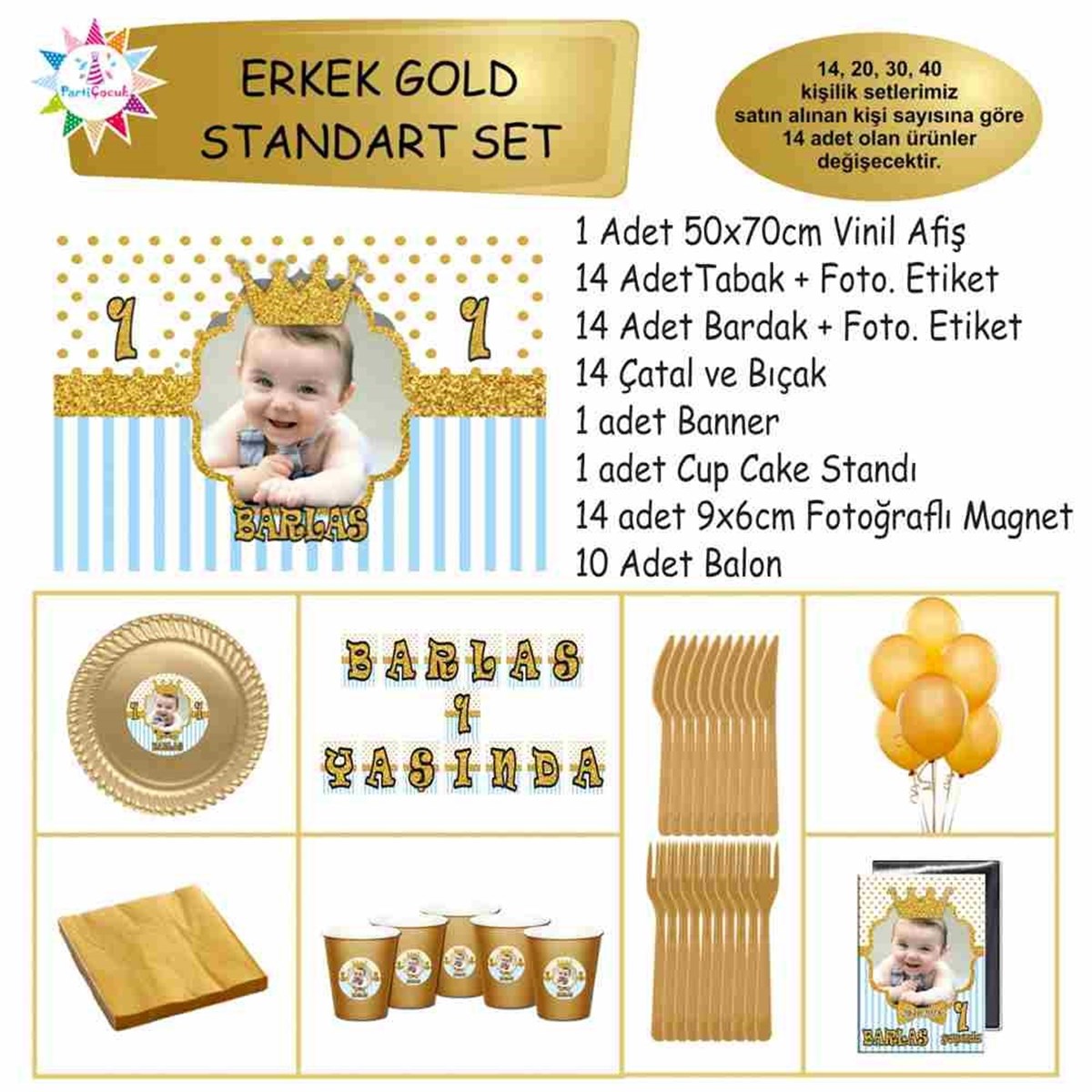 Gold Puantiyeli Konsept Standart Set 