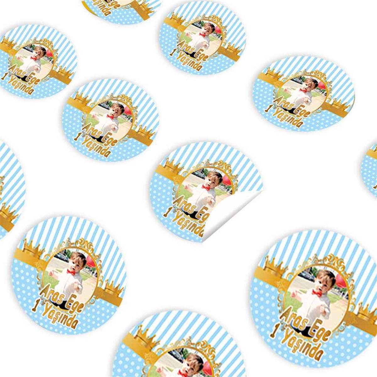 Gold Taçlı Konsept Sticker 30 Adet 