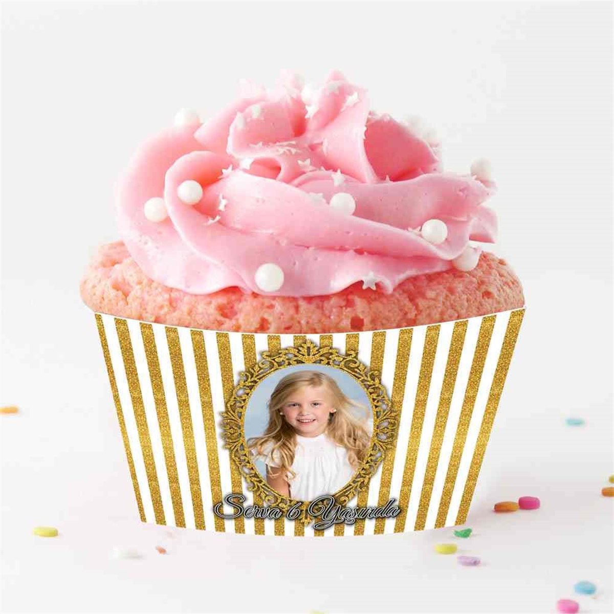 Gold Vintage Cupcake Sargısı  