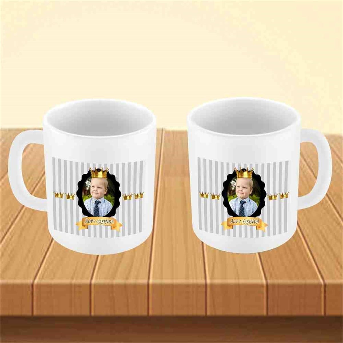 Gri Gold Taçlı  Konsept Kupa Bardak Mug  