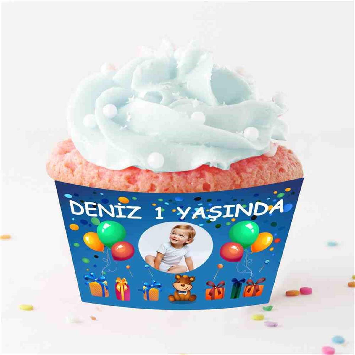 Hediye Balonlu Temalı Cupcake Sargısı 