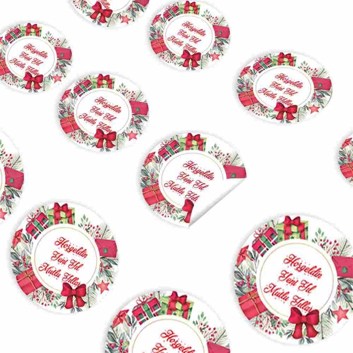 Hoş Geldin Yılbaşı Hediye Yapışkanlı Sticker 30 Adet 