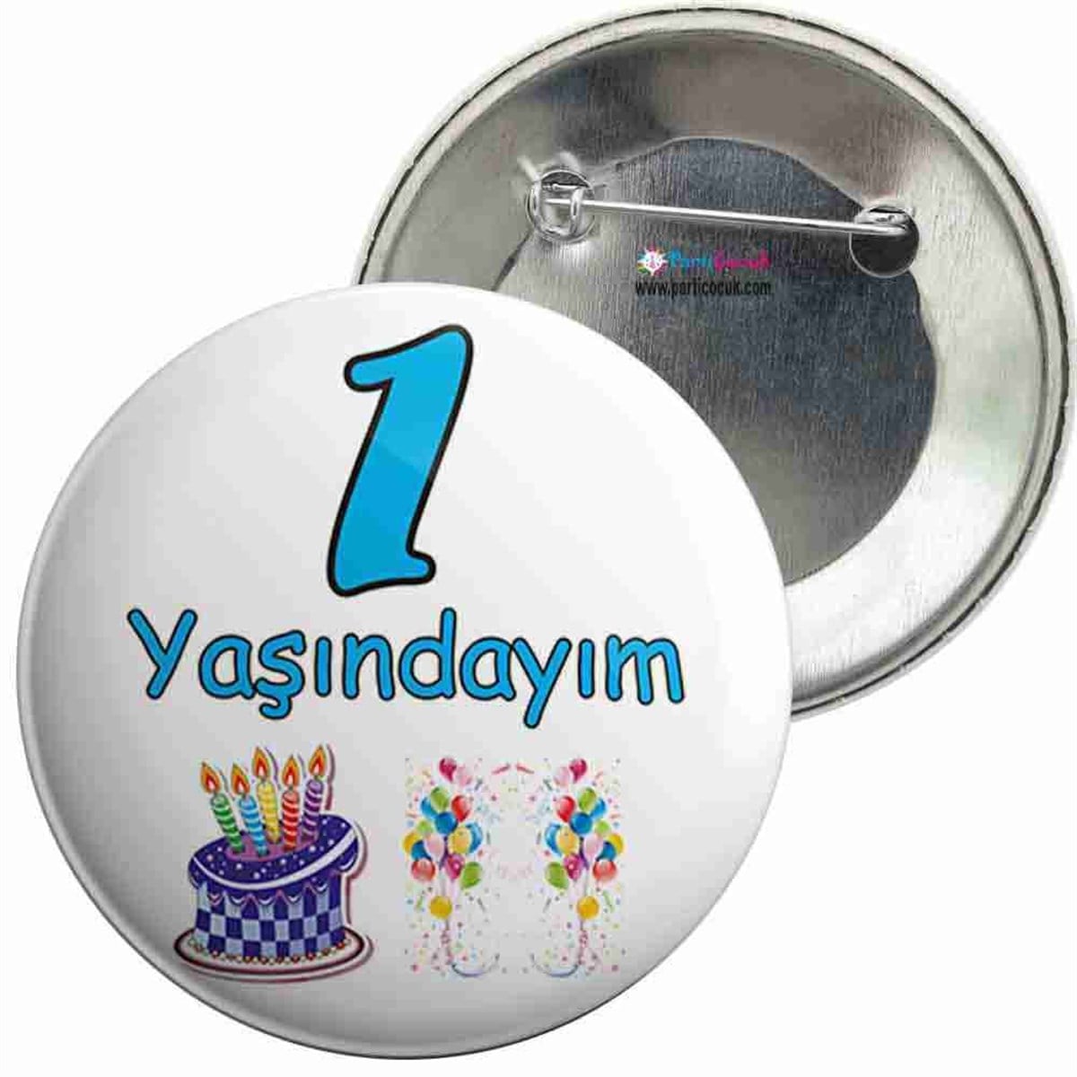 İğneli Metal Rozet 1 Yaş Pastalı Parti Çocuk   
