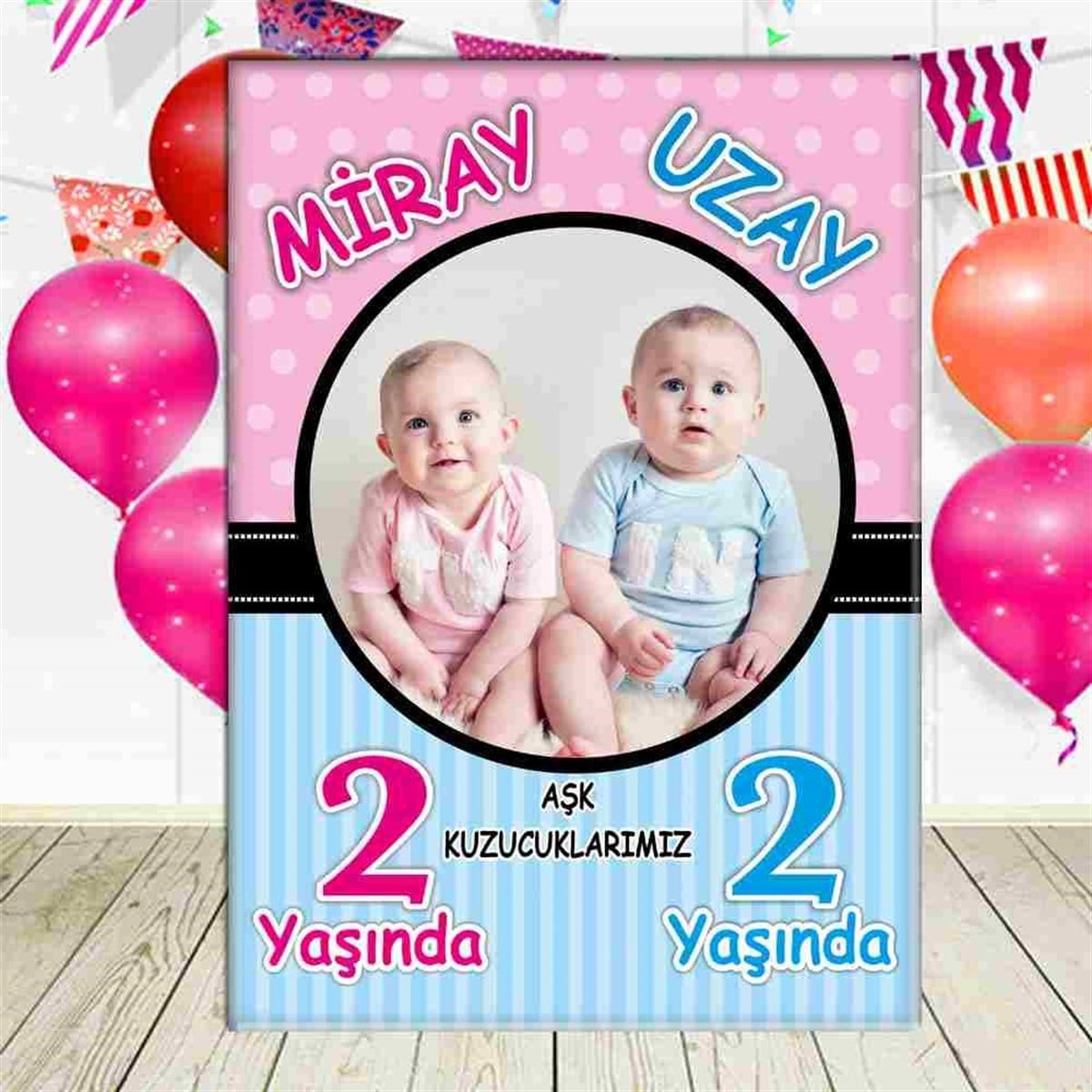 İkizler Puantiyeli Konsept Ayaklı Pano   