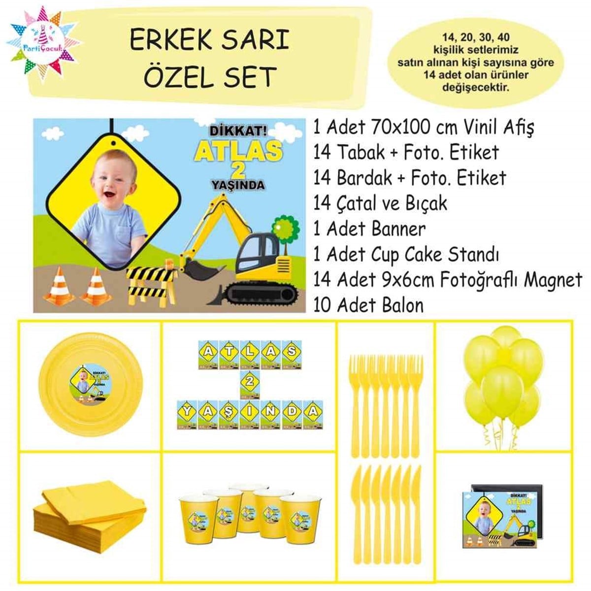 İnşaat Temalı Kişiye Özel Parti Özel Set 