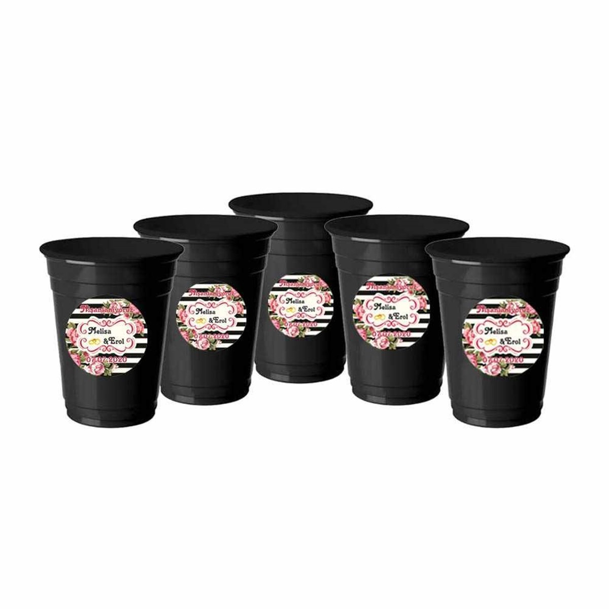 İsme Özel Stickerlı Bardak Yapışkan 5 Adet 