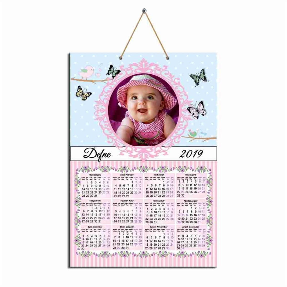 Kelebek Kuşlu Karton Takvim  