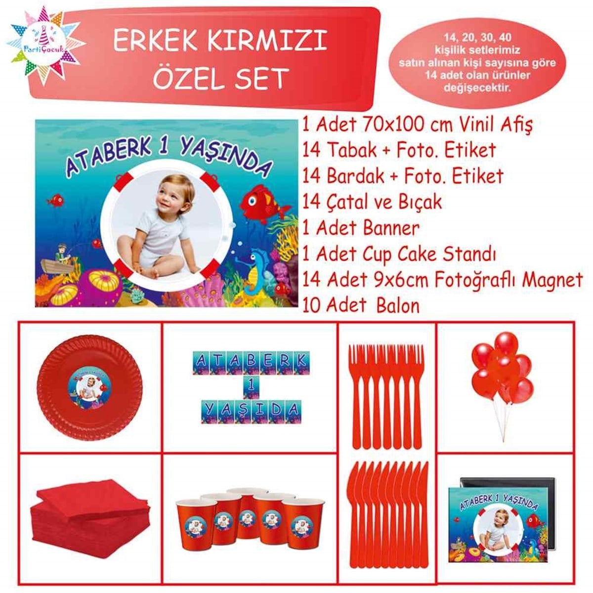 Kırmızı Balık Konsepti Parti Malzemleri Özel Set 