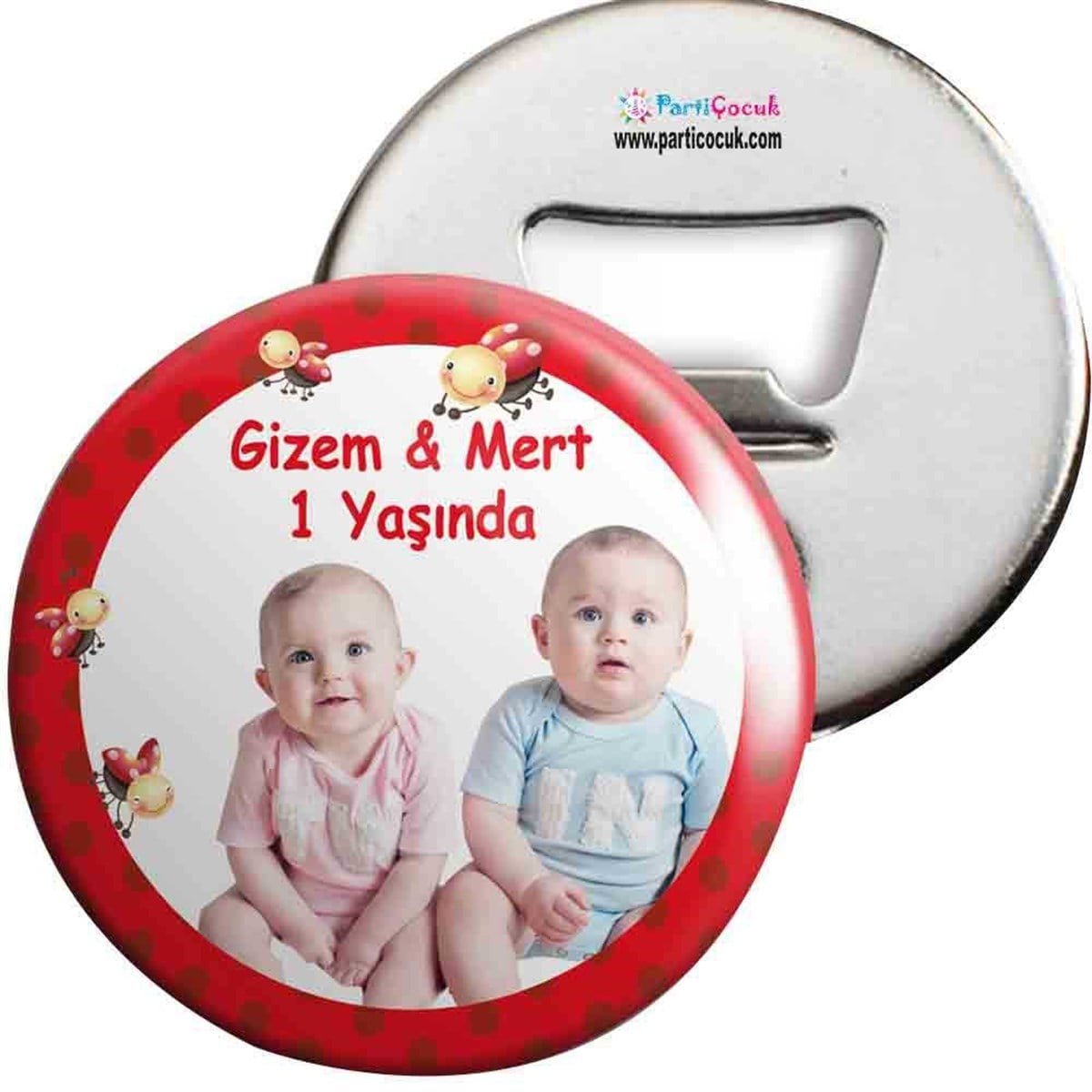 Kırmızı Puantiyeli Konsepti Açacaklı Magnet Kişiye Özel 