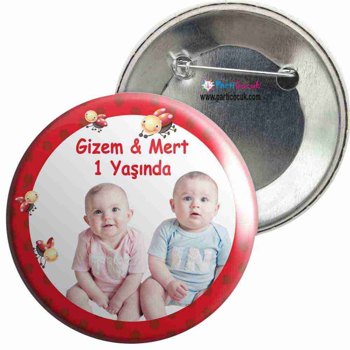 Kırmızı Puantiyeli Konsepti İğneli Rozet   