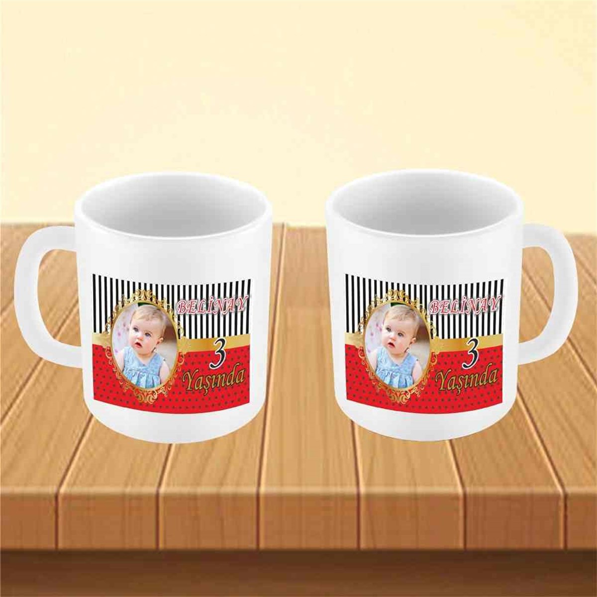 Kırmızılı Gold Konsept Kupa Bardak Mug  