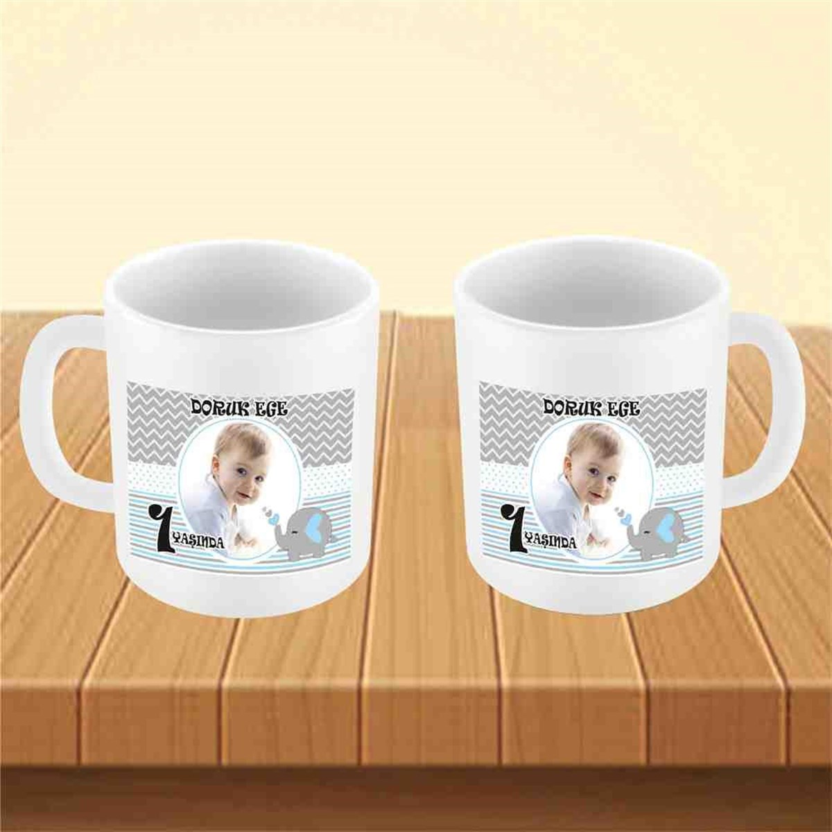 Kişiye Mavi Filli Konsept Kupa Bardak Mug 
