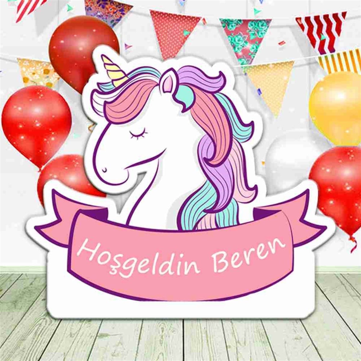 Kişiye Özel Tasarım Unicorn Konsept Ayaklı Pano 
