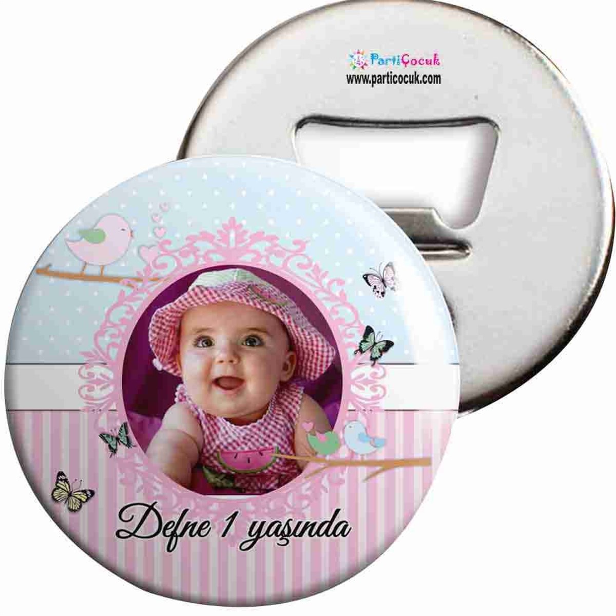 Kız Çocuğu Kelebek Kuşlu Doğum Günü Açacaklı Magnet  