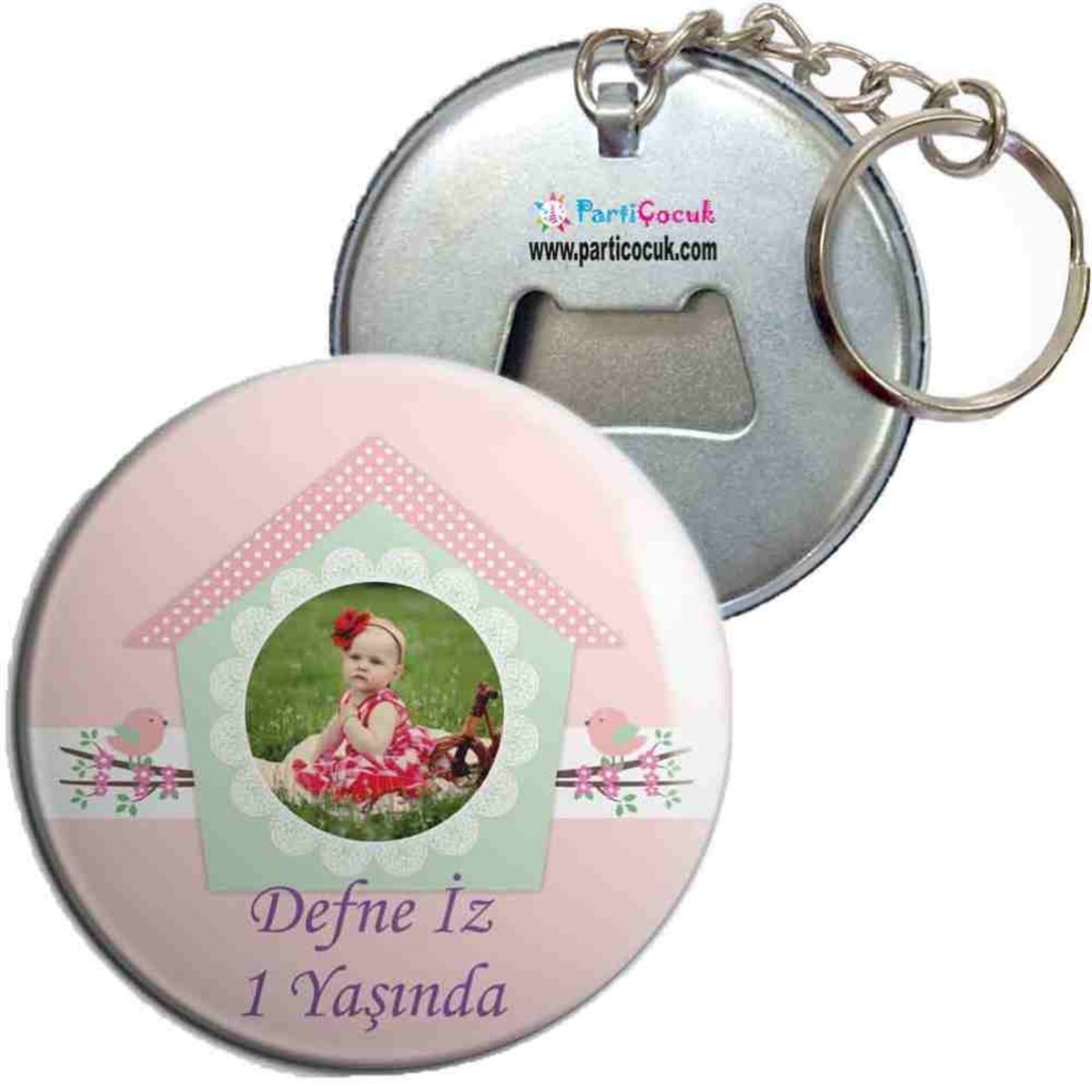Kız Çocuğu Kuşlu Pembe Doğum Günü Anahtarlıklı Açacak  