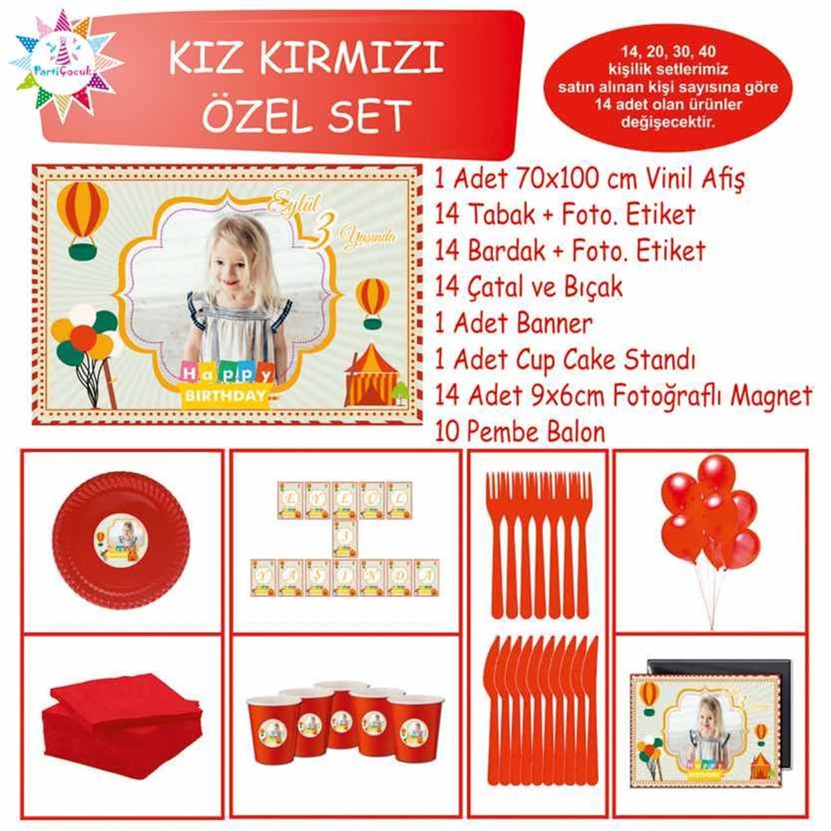 Kız Çocuğu Parti Malzemeleri Seti Özel Set 