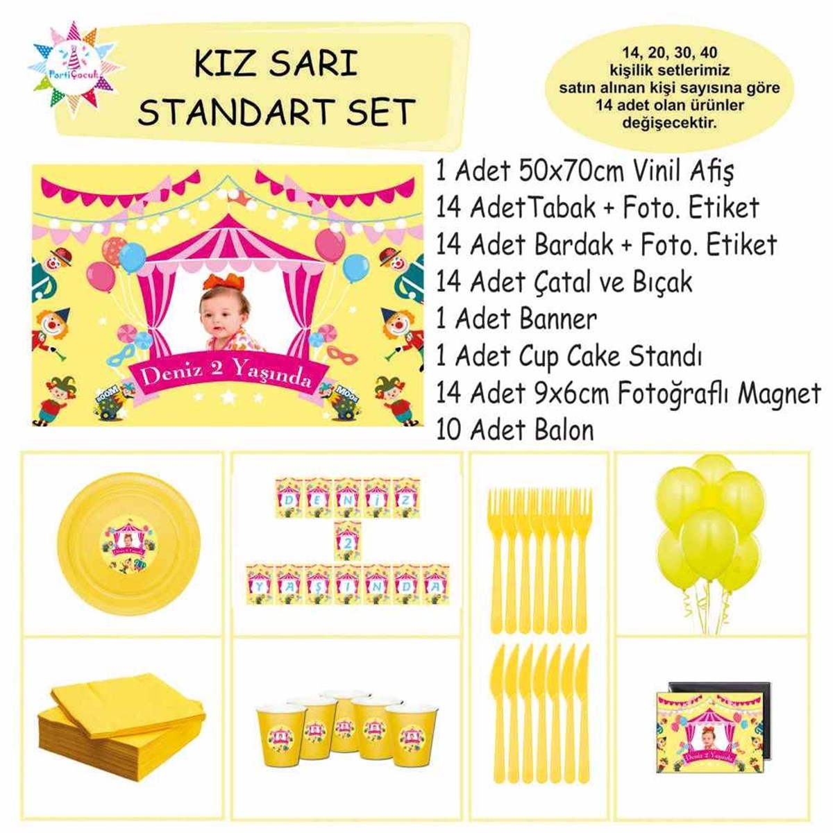 Kız Çocuğu Parti Malzemeleri Seti Standart Set