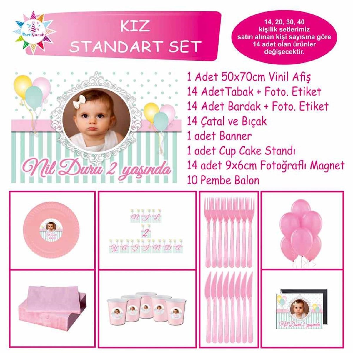 Kız Çocuğu Parti Temalı Soft Balon Konsept Standart Set 