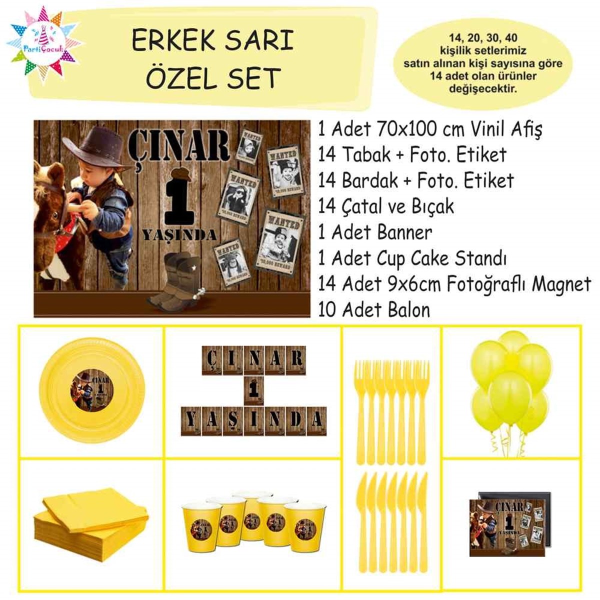 Kovboy Temalı Parti Süsü Özel Set  