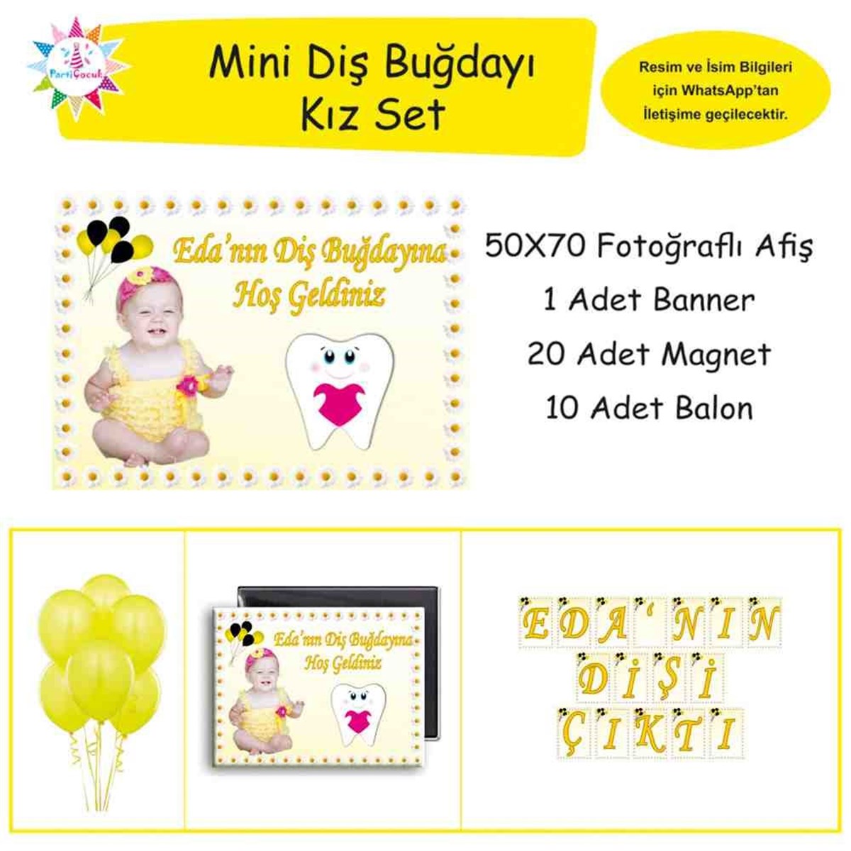 Kurdeleli Çerçeveli ve Dişli Parti Süsü Mini Set 