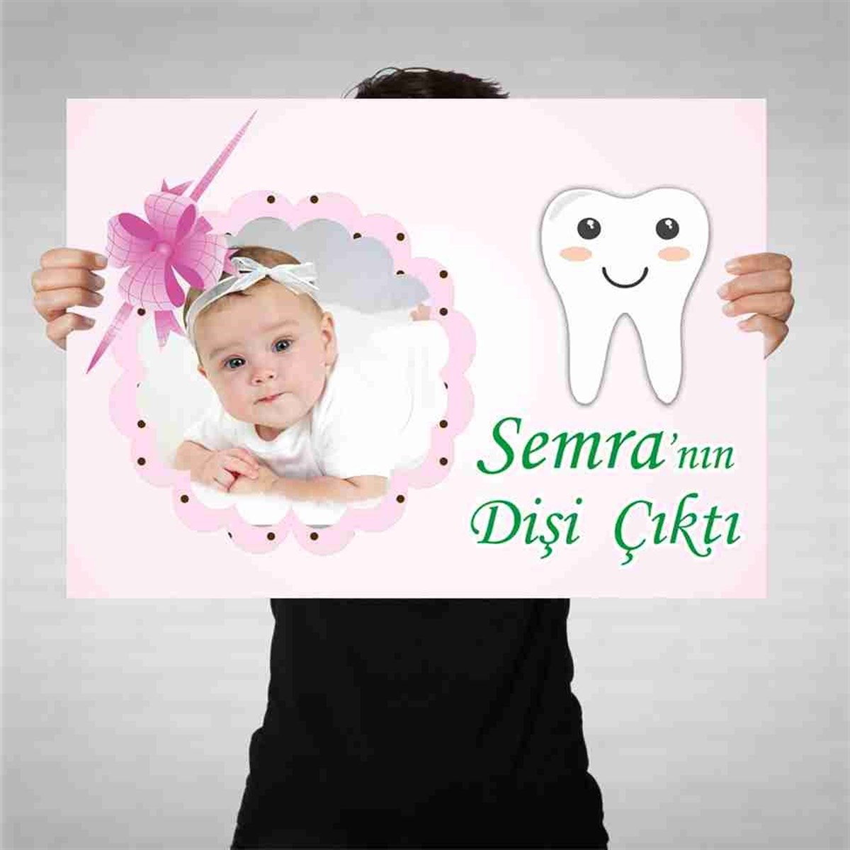 Kurdeleli Çerçeveli ve Dişli Parti Süsü Bez Afiş 