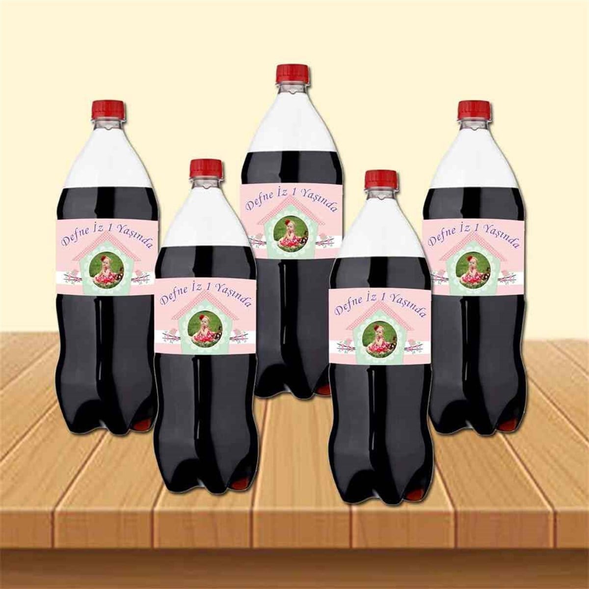 Kuşlu Pembe Cola Şisesi Bandı  