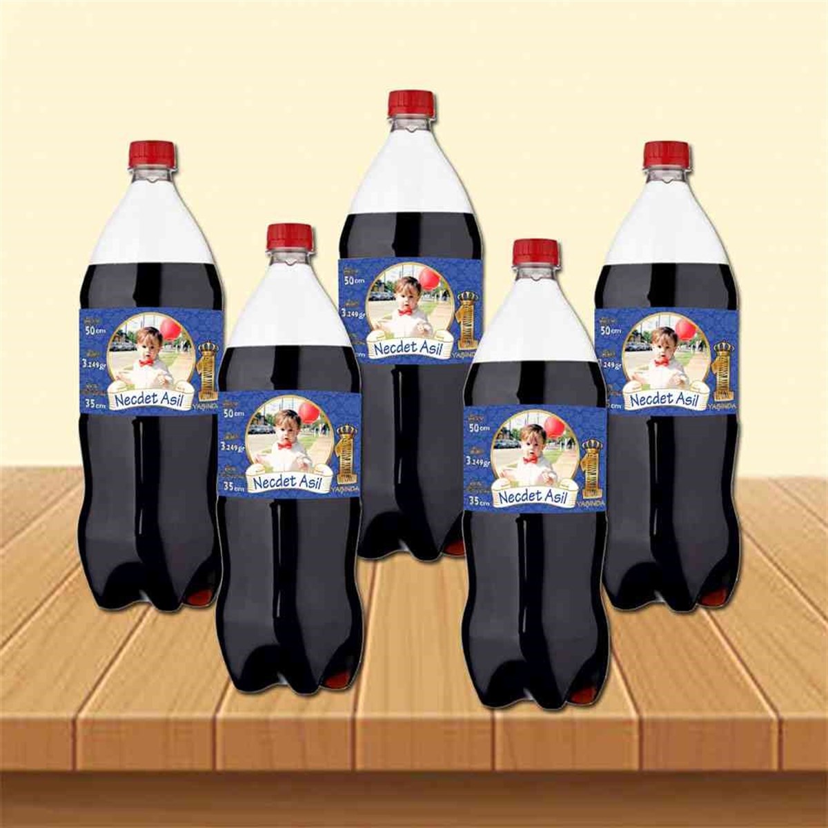Lacivert Gold Taçlı Cola Şisesi Bandı    