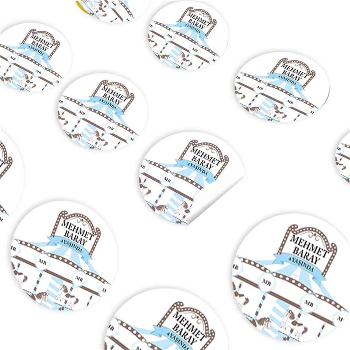 Mavi Atlı Karınca Konsept Sticker 30 Adet  