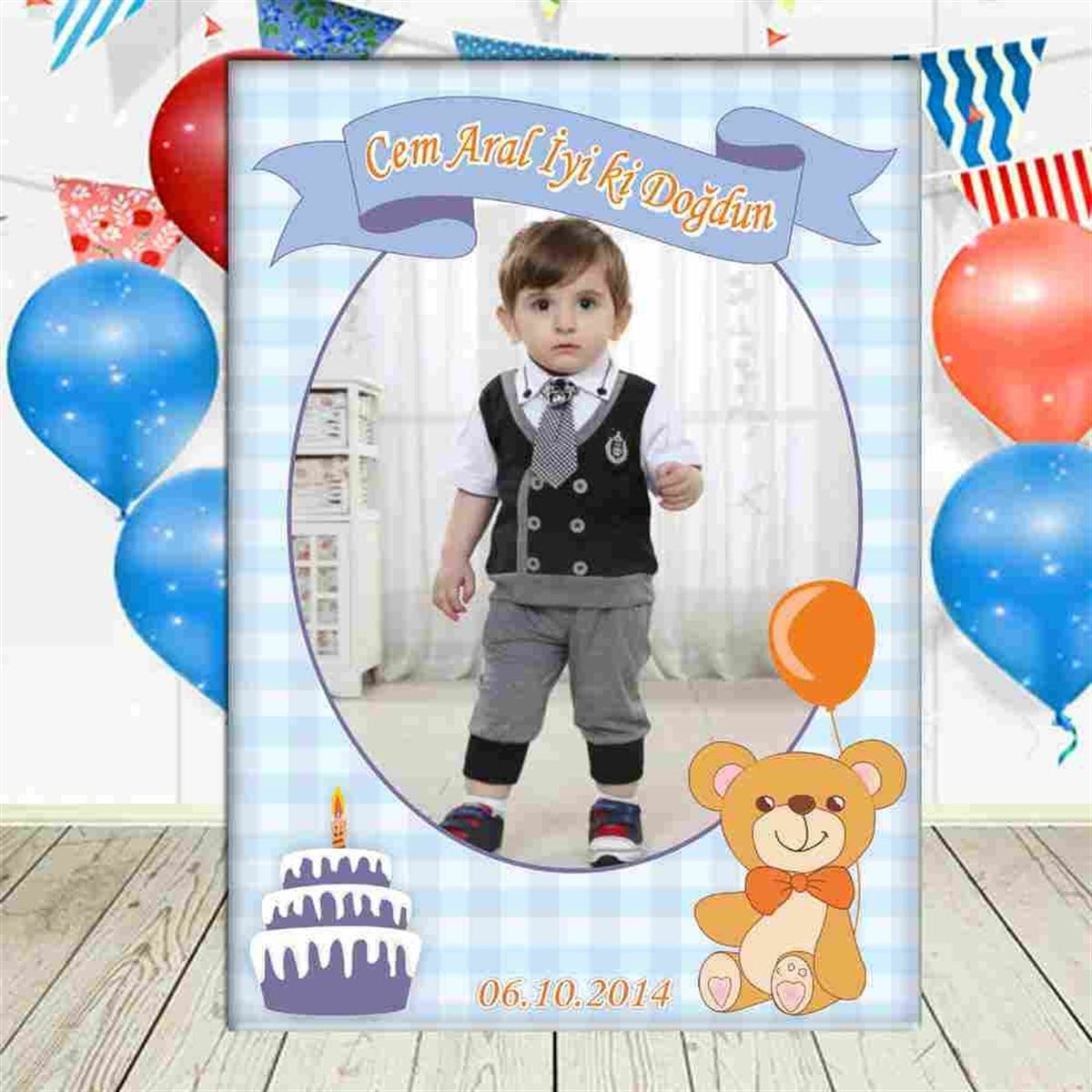 Mavi Ayıcıklı Konsept Ayaklı Pano 