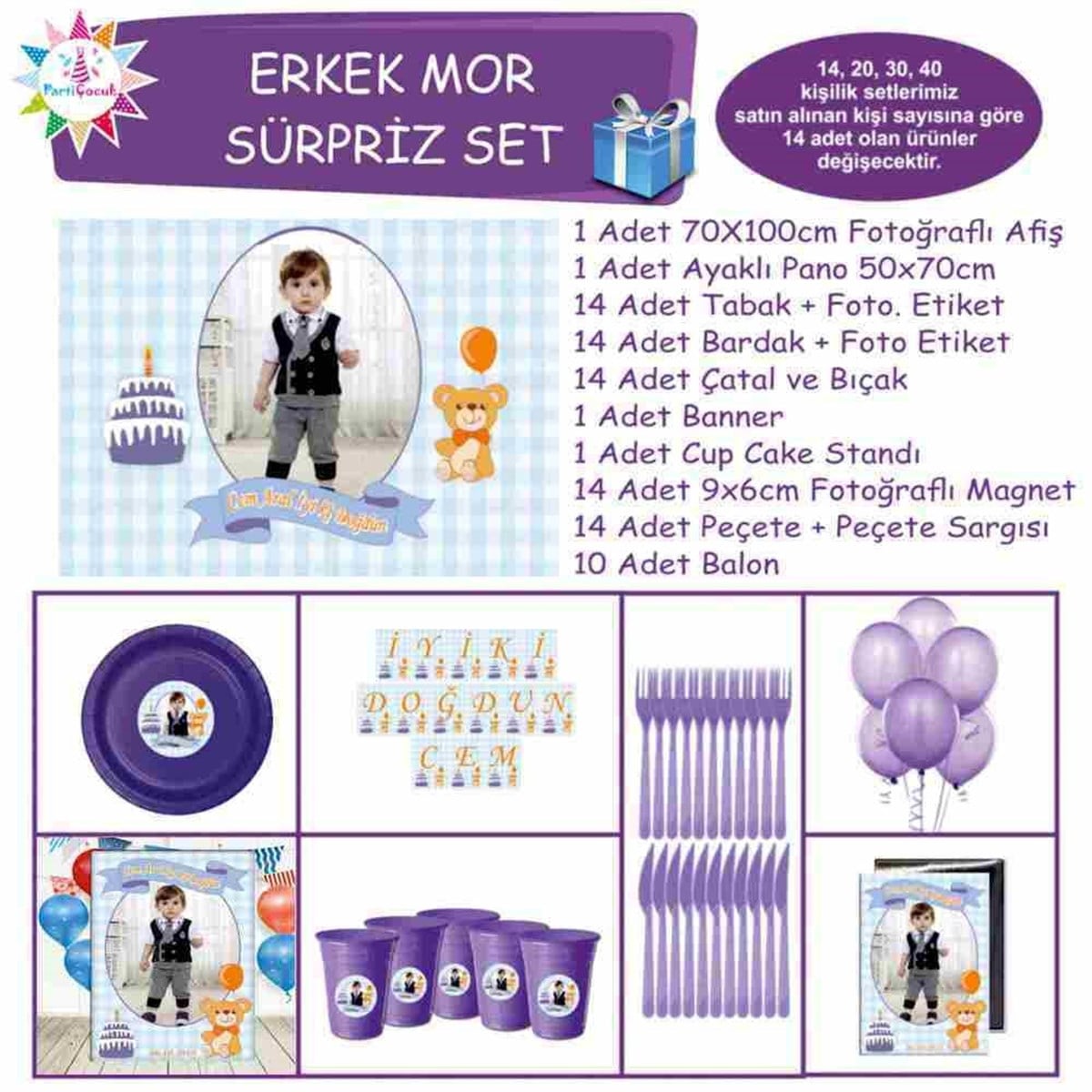 Mavi Ayıcıklı Tema Kişiye Özel Süpriz Set 